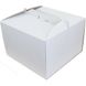 Коробка для торта с ручкой 450х450х300 мм белая картонная (бумажная)