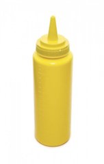 Бутылка-диспенсер для соуса 240 мл. 5х18 см с мерной шкалой желтая