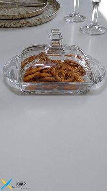 Маслянка для вершкового масла скляна 17х11х9/11х8 см "Принц" прозора 102-261