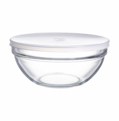 Скляний салатник для зберігання з білою кришкою Luminarc Empilable 20 см (H1152) H1152