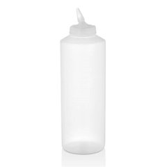 Пляшка-диспенсер для соусів 0,5 л (500 мл) прозора з вигнутим носиком.