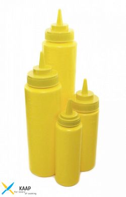 Пляшка-диспенсер для соусу 240 мл. 5х18 см із мірною шкалою жовта