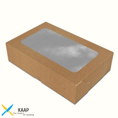 Коробка для сладостей/десертов 200х130х50 мм Maxi Крафт c окошком бумажная