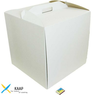 Коробка для торту з ручкою 450х450х450 мм біла картонна (паперова)