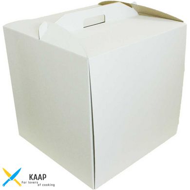 Коробка для торта с ручкой 450х450х450 мм белая картонная (бумажная)
