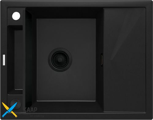 Мийка кухонна Deante Magnetic, граніт, прямокут., з крилом, 640х500х219мм, чаша - 1, врізна, чорний матовий