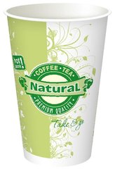 Склянка одноразова 340 мл 80х111 мм паперова Natural з малюнком кави зелена