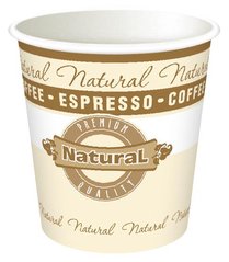 Стакан одноразовый 110 мл 61х60 мм бумажный Natural Espresso с рисунком кофе коричневый