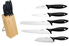 Набор ножей в деревянном блоке Essential, 5 шт Fiskars