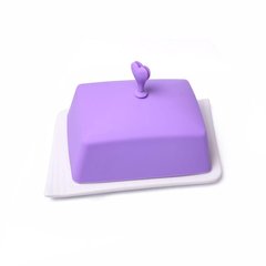 Масленка керамическая с силиконовой крышкой 18x11 см. прямоугольная, фиолетовая Fissman