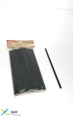 Трубочка бумажная черного цвета L 195 мм D 0,4 мм