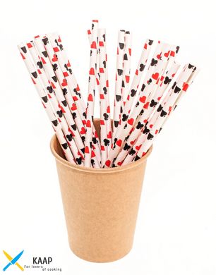Трубочка для коктейля бумажная, покер 6×200 мм