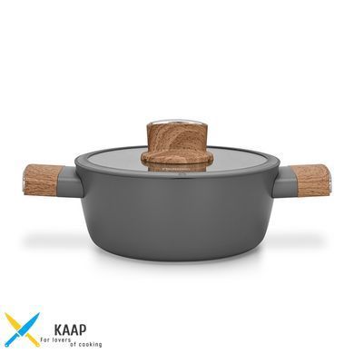 Кастрюля алюминиевая с антипригарным покрытием белая 2,24 л, Fissman ARIA, для индукции с крышкой