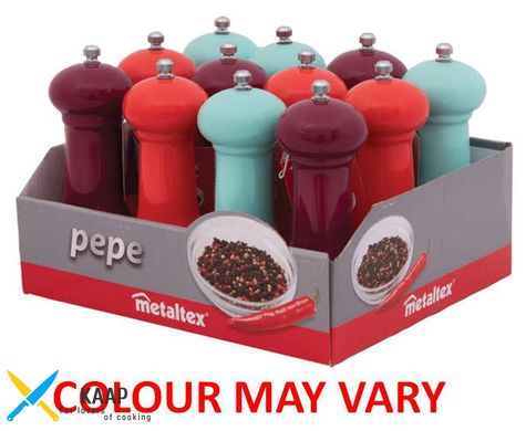 Мельница для перца 14 см красная-малиновая, салатовая и фиолетовая METALTEX (242814)