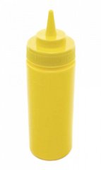 Бутылка-диспенсер для соуса 360 мл. 6х20 см с мерной шкалой желтая
