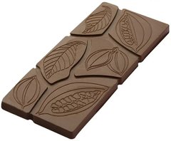 Форма для шоколадної плитки "Листя та какао боби" 118х50 мм h 5 мм, 3х2 шт. / 30 г