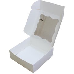 Коробка для печенья, пряников, зефира и конфет 200х200х70 мм белая, для зефира картонная (бумажная)
