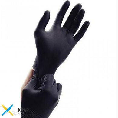 Перчатки нитриловые нестерильные черные L, (разм.8-9) 100 шт/уп