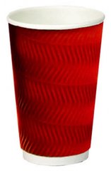 Стакан бумажний гофрований S-волна червоний 450 мл Ǿ=90 мм, h=140 мм
