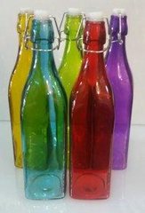 Бутылка стеклянная для жидкой продукции с бугельной пробкой разных цветов V 1000 мл (шт)