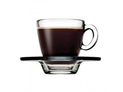 Чашка c блюдцем для кофе 72 мл. стеклянная, прозрачная Aqua, Pasabahce 95756