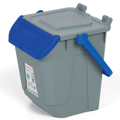 Контейнер для сміття 25 л із синьою кришкою штабельований Mobil Plastic 11/25GRB-BLB