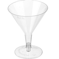 Бокал-пиала одноразовый для мартини фуршетный (на низкой ножке) 100 мл, 85х110 мм. стеклоподобный
