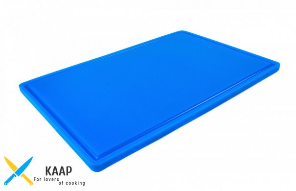 Дошка обробна HDPE з жолобом, 600×400×18 мм, 6 протиковзних ніжок, синя