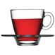 Чашка з блюдцем для кави 72 мл. скляна, прозора Aqua, Pasabahce