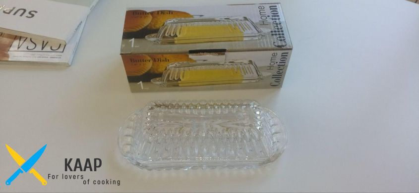 Масленка для сливочного масла стеклянная с крышкой прозрачная 19х8х5 см "Герцог" 102-264