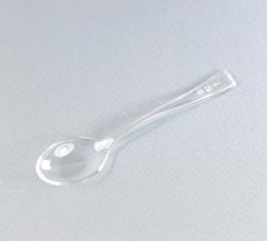 Ложка одноразовая фуршетная десертная 10 см., 100 шт/уп стеклоподобная, прозрачная NEW