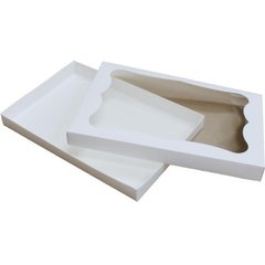 Коробка для печива, пряників, зефіру та цукерок 300х200х30 мм біла, для пряників картонна (паперова)