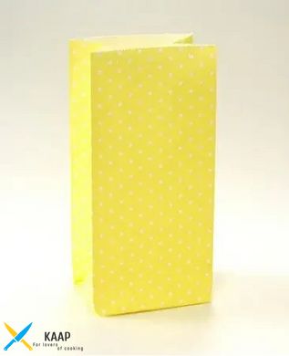 Пакет подарочный бумажный 9,5х6,5х19 см., 70 г/м2, 100 шт/уп "Горошек желтый" без ручек, желтый краф