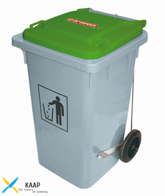 Контейнер для сміття 490х525х655 мм, 80 л (зелена кришка) Araven