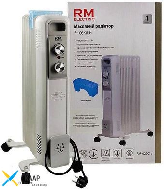 Оливний (масляний) радіатор RM Electric, 7 секцій, 1500 Вт, 15 м кв., 3 режими роботи, додатково зволожувач