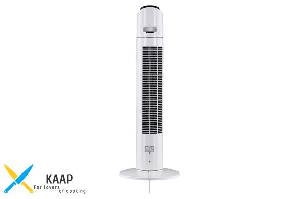Напольный вентилятор колонного типа Ardesto FNT-R36X1W, 50 Вт, высота 90 см, дисплей, таймер, пульт ДУ, белый