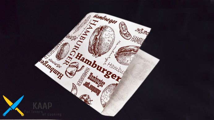 Уголок бумажный для гамбургера 15х12,5 см. 40 г/м2 бумажный с печатью белый 2000 шт/уп