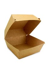 Коробка бумажная под бургер высокая 118х118х86 мм, крафт снаружи / крафт внутри