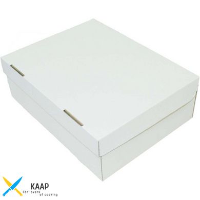 Коробка для печива, пряників, зефіру та цукерок 300х300х110 мм біла, для пряників картонна (паперова)