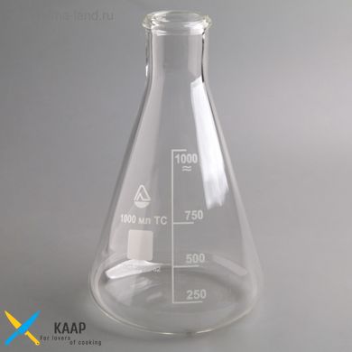 Колба хімічна 1000 мл скляна конічна із широким горлом Колба КН-3-1000-42 ТС ГОСТ 25336-8