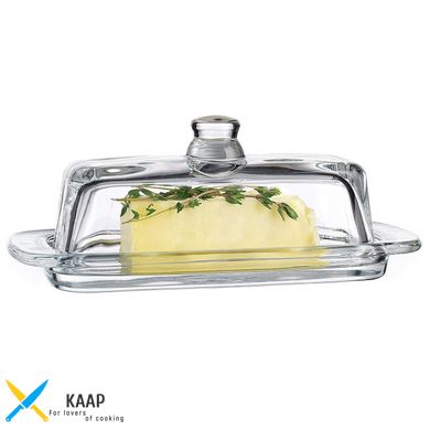 Масленка для сливочного масла стеклянная с крышкой 19х9х8 см "Жемчужина" прозрачная узкая 102-269
