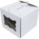 Коробка для торту з ручкою, з віконцем 300х300х250 мм біла картонна (паперова)