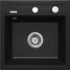 Мийка кухонна Zorba, граніт, квадрат, без крила, 440х440х184мм, чаша - 1, накладна, чорний Deante