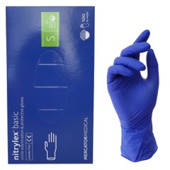 Перчатки одноразовые нитриловые синие S 100 шт. (50 пар) неопудреные нестерильные NITRYLEX