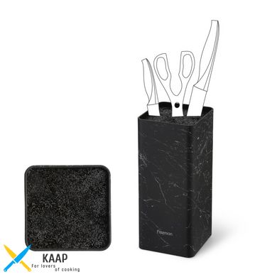 Підставка Fissman для кухонних ножів 10x10x22 см, колір Чорний мармур пластик (12883)