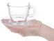 Чашка з блюдцем для чаю 220 мл. скляна, прозора Aqua, Pasabahce