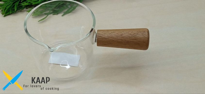 Соусник-молочник стеклянный с деревянной ручкой 100 мл 102-128