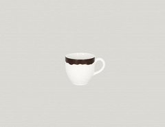 Чашка 90мл. фарфоровая, белая с коричневой полоской, espresso Woodart, RAK