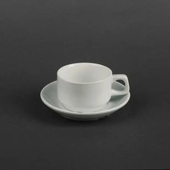 Чашка із блюдцем 80 мл. порцелянова, біла espresso Helios
