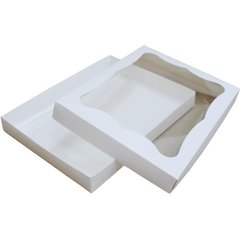 Коробка для печива, пряників, зефіру та цукерок 320х240х40 мм біла, для пряників картонна (паперова)